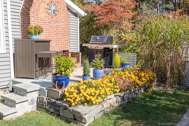 view of patio featuring area for grilling