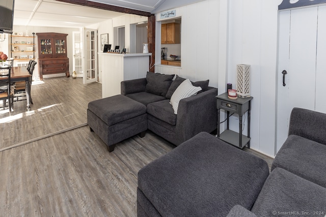 living room with hardwood / wood-style floors