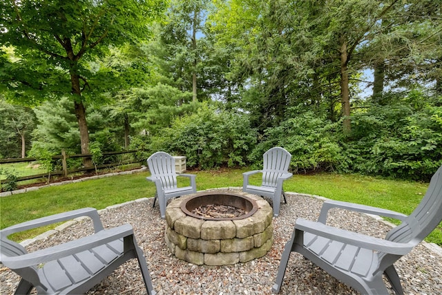 view of patio with a fire pit