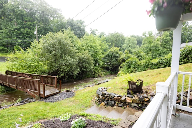 view of yard with a deck