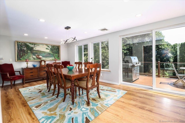 dining area with wood-type flooring