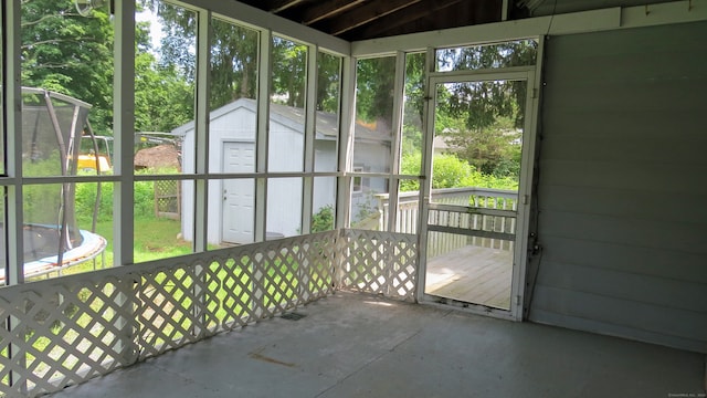 view of unfurnished sunroom