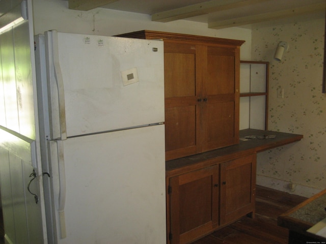 kitchen with white fridge