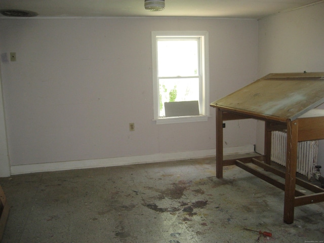 interior space featuring radiator heating unit