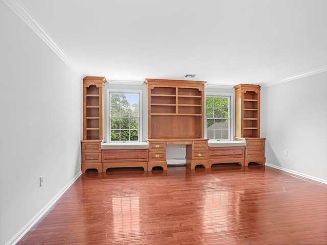 254 W Ave, Darien, CT 06820 - unfurnished living room with crown molding, healthy amount of natural light, baseboards, and wood finished floors