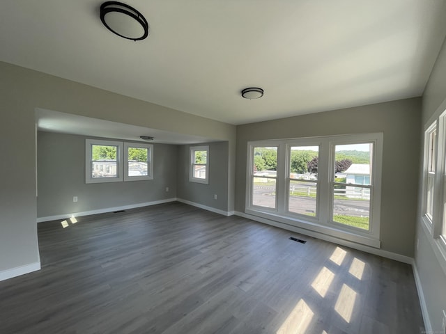 empty room featuring dark wood-type flooring