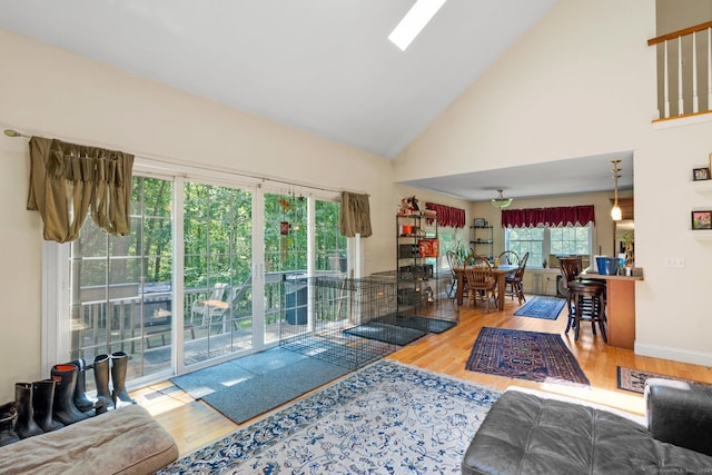 46 Nedobity Rd, Haddam, CT 06441 - living area featuring wood finished floors and high vaulted ceiling