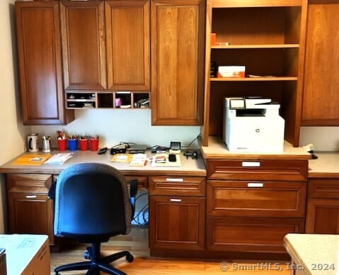 46 Nedobity Rd, Haddam, CT 06441 - office area with built in study area and light wood-style flooring