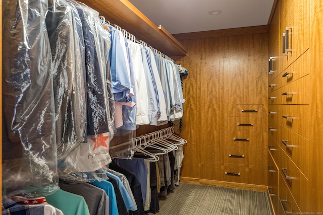 spacious closet featuring carpet flooring