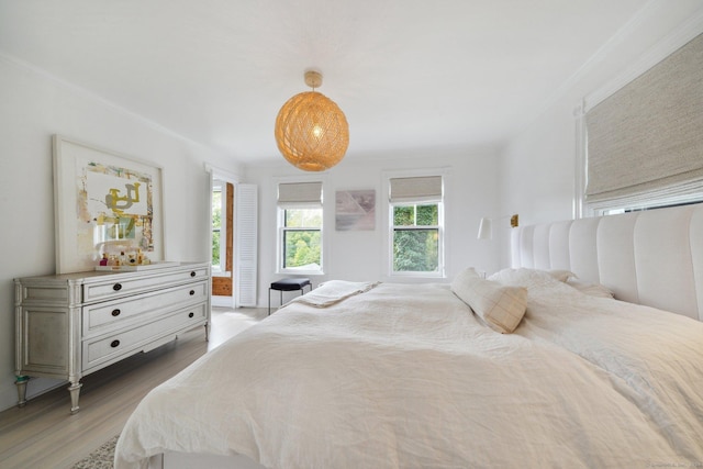 bedroom featuring light wood-style floors