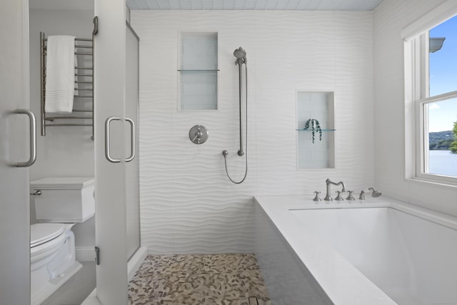 bathroom with toilet and walk in shower