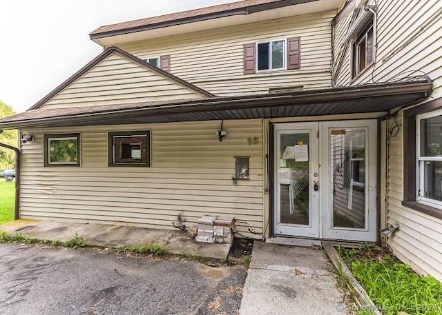 property entrance featuring french doors