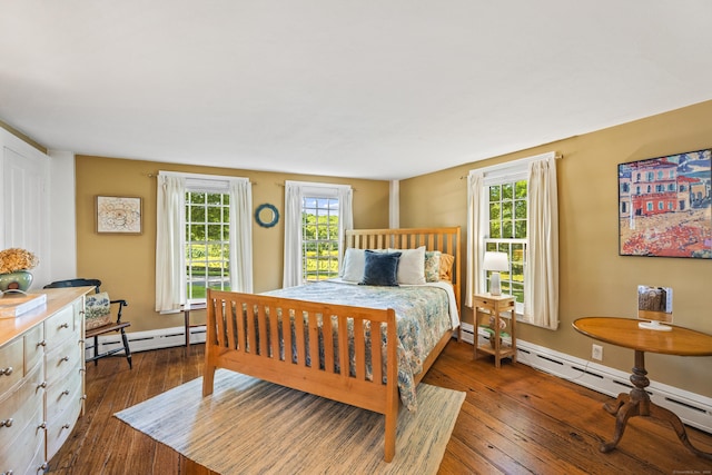 57 NW Corner Rd, Preston, CT 06365 - bedroom featuring baseboards, a baseboard radiator, a baseboard heating unit, and dark wood-style floors