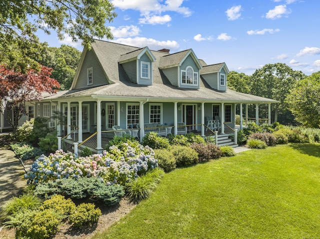 57 NW Corner Rd, Preston, CT 06365 - back of house featuring a lawn, covered porch, and a shingled roof