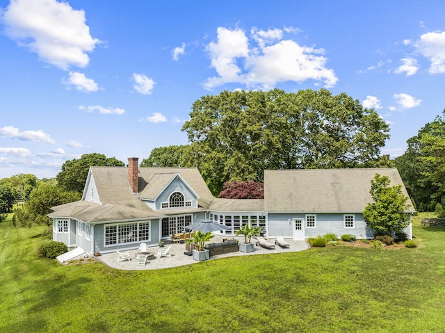 57 NW Corner Rd, Preston, CT 06365 - back of house with a yard, a patio, an outdoor living space, and a chimney