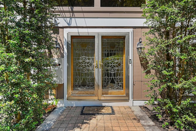 property entrance with french doors