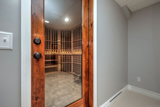 view of wine cellar