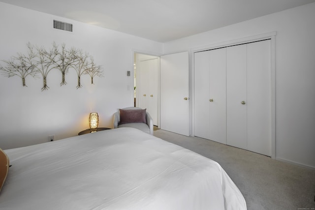 bedroom with a closet and carpet