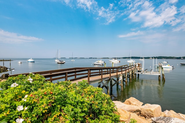 215 Uncas Point Rd, Guilford, CT 06437 - dock featuring a water view and boat lift