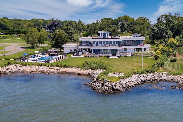 215 Uncas Point Rd, Guilford, CT 06437 - view from above of property with a nearby body of water