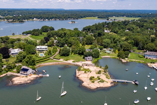 215 Uncas Point Rd, Guilford, CT 06437 - drone / aerial view of a large body of water and a heavily wooded area