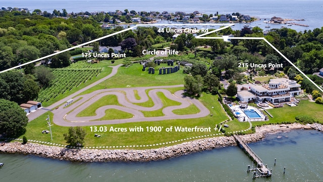 215 Uncas Point Rd, Guilford, CT 06437 - aerial view of property's location featuring property parcel outlined and a nearby body of water