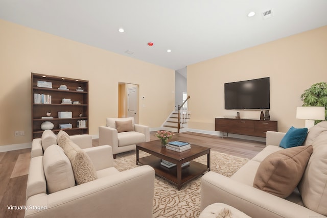 living room with light wood-type flooring