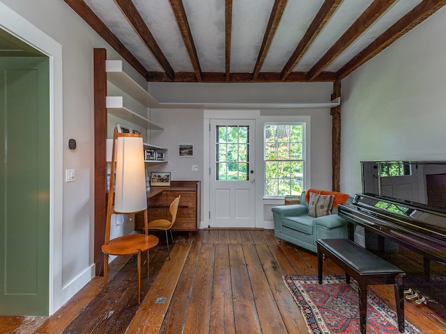 sitting room featuring dark wood-type flooring