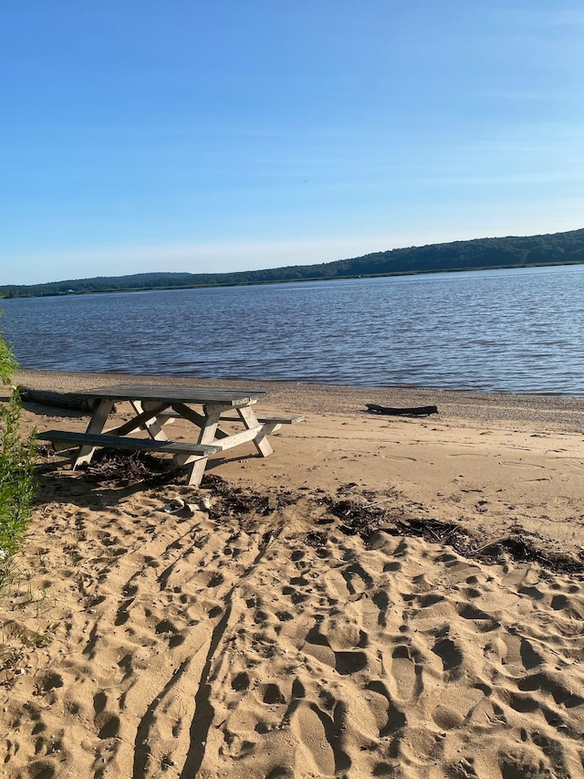 property view of water featuring a view of the beach