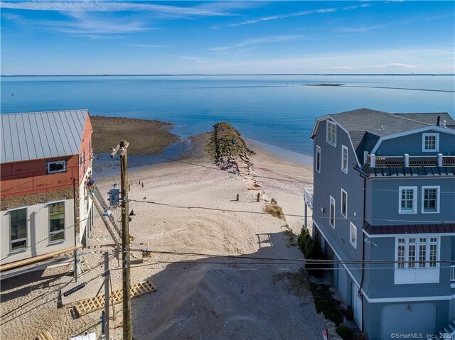 exterior space featuring a beach view