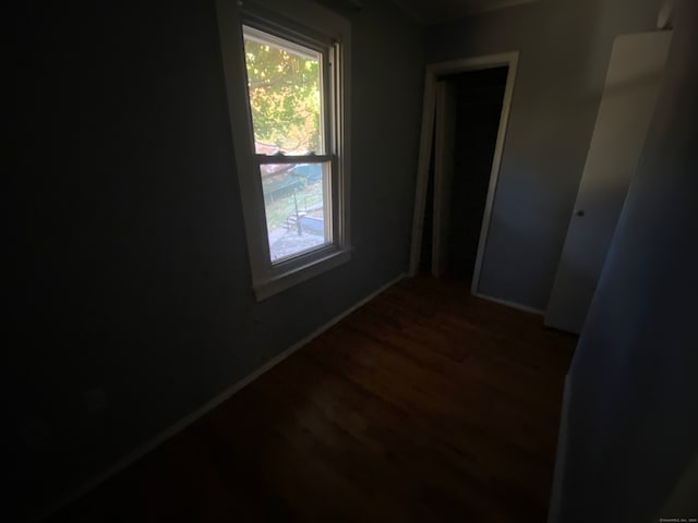 spare room with dark wood-type flooring