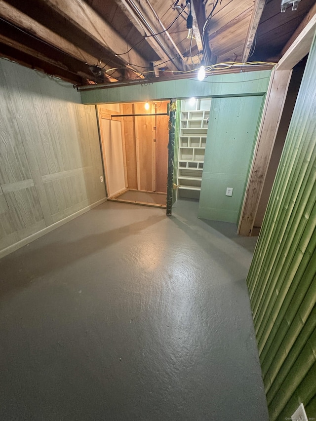 view of unfinished basement