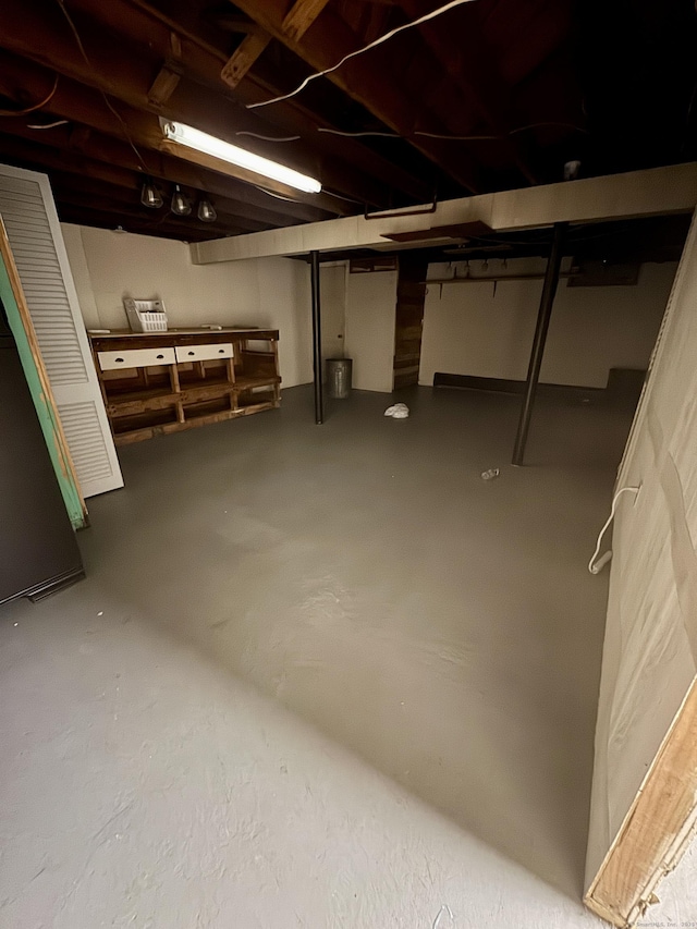 view of unfinished basement