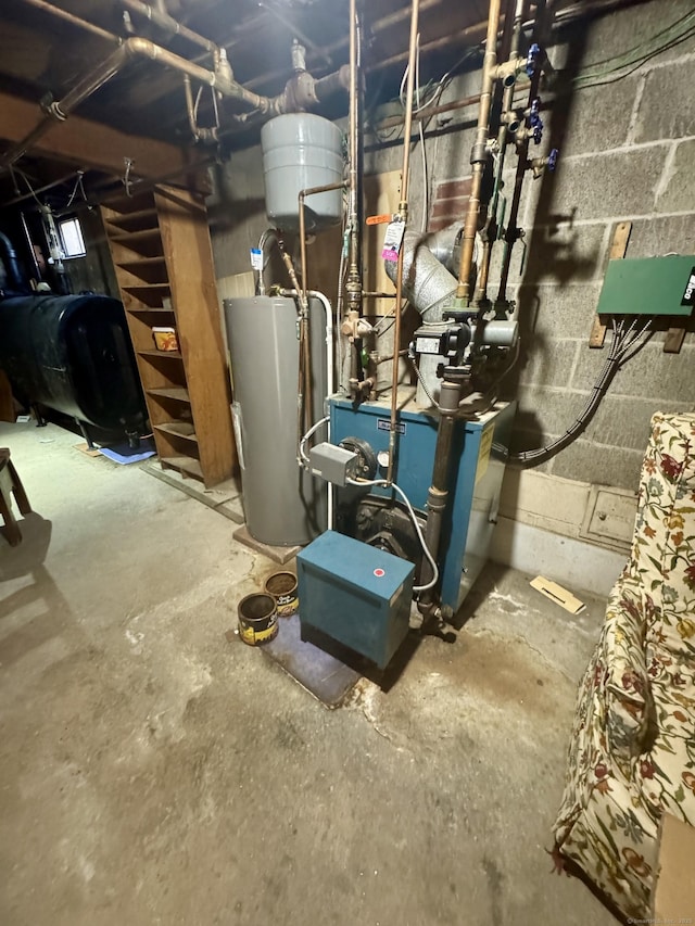 utilities featuring water heater and heating fuel