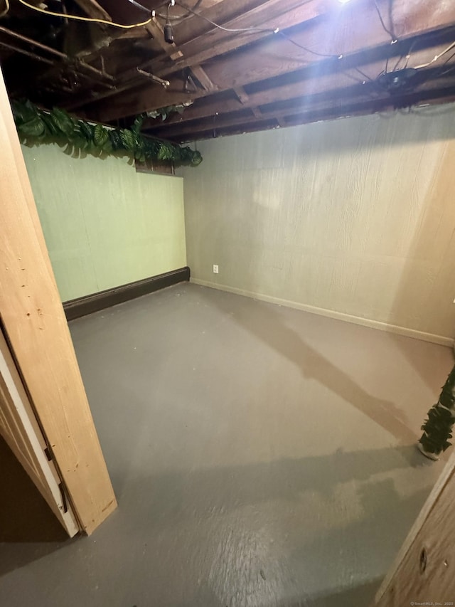 view of unfinished basement