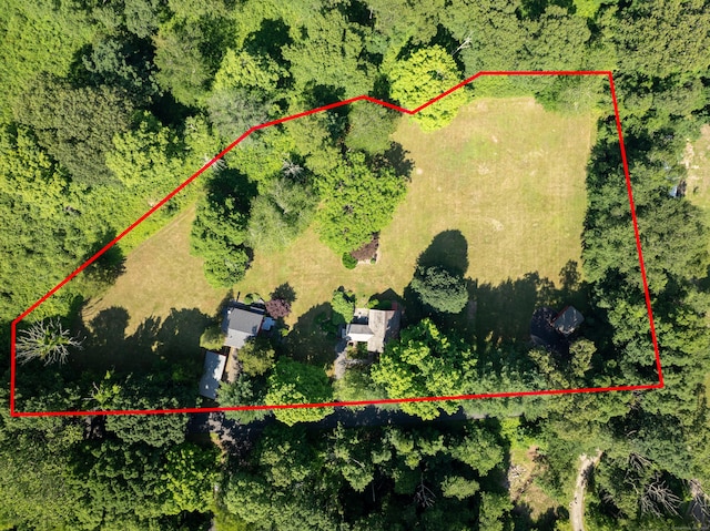 28 S Wig Hill Rd, Chester, CT 06412 - aerial view of property and surrounding area with property boundaries highlighted