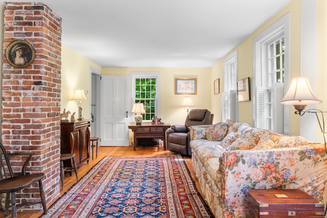 living room featuring light hardwood / wood-style floors