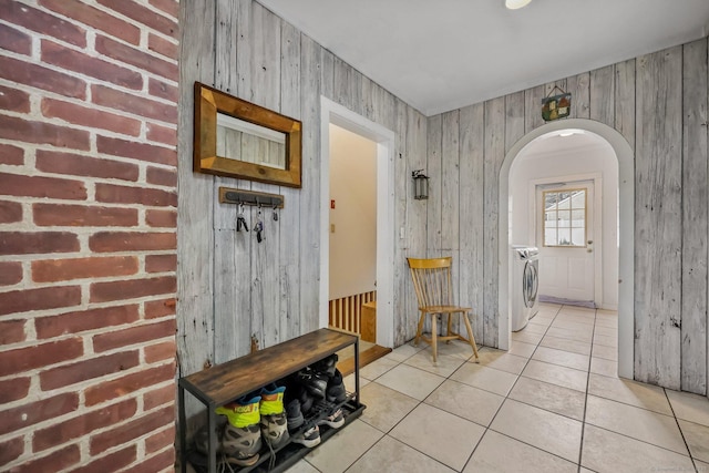 hallway featuring light tile patterned flooring