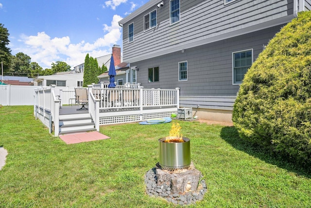 view of yard with a deck