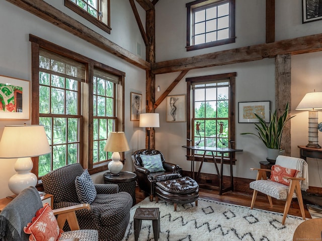 living area featuring hardwood / wood-style flooring