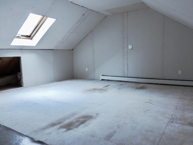 181 Scotland Rd, Sprague, CT 06330 - bonus room with lofted ceiling, a skylight, and a baseboard heating unit