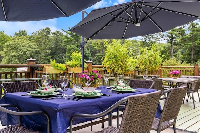 584 Prospect St, Woodstock, CT 06281 - wooden deck with outdoor dining area