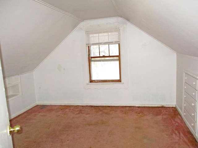 additional living space with carpet and lofted ceiling