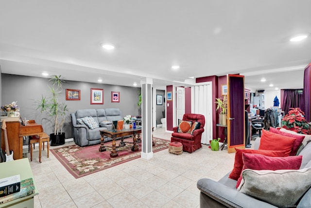 207 Jepson Ln, Meriden, CT 06451 - living area with light tile patterned floors and recessed lighting