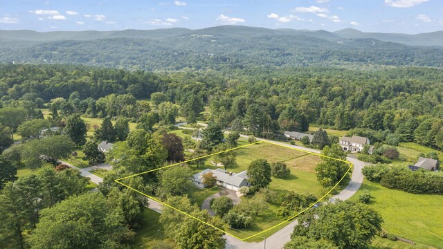 drone / aerial view with a mountain view