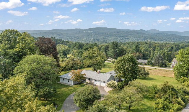 birds eye view of property with a mountain view