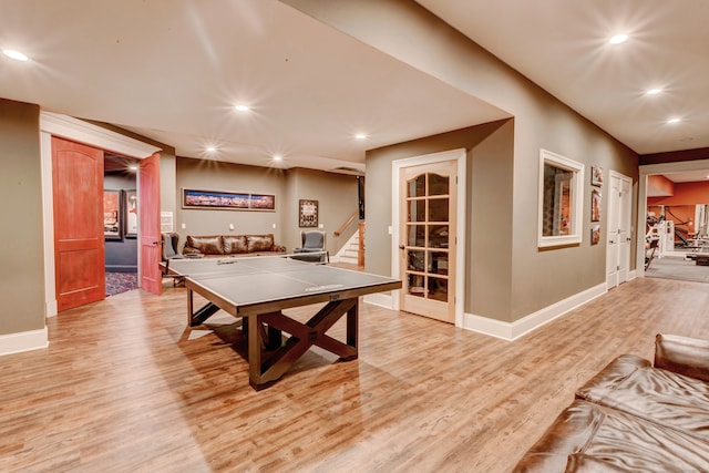 playroom featuring light hardwood / wood-style floors