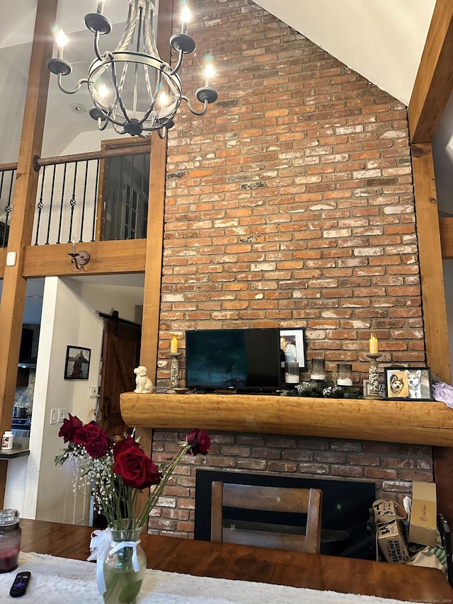 130 Valley Rd, North Branford, CT 06471 - living area with a chandelier and a high ceiling