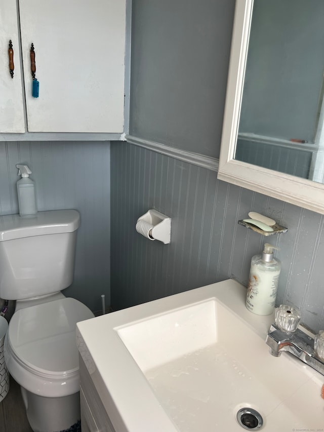 bathroom with toilet and vanity