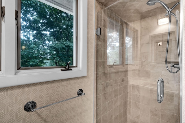 bathroom featuring an enclosed shower